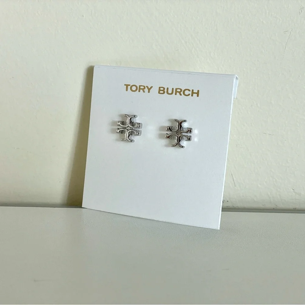Tory Burch Small Silver Kira Stud Earrings - Picture 4 of 8